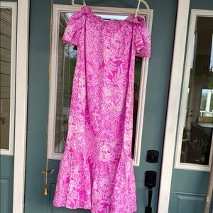 Lilly Pulitzer LINEN Isabell Off-the-Shoulder dress